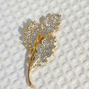 Leaves Rhinestone Encrusted Pin